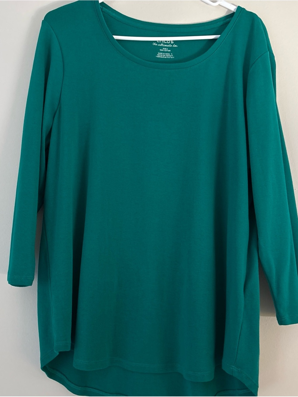 Chico's Teal Green Scoop Neck Long Sleeve Top